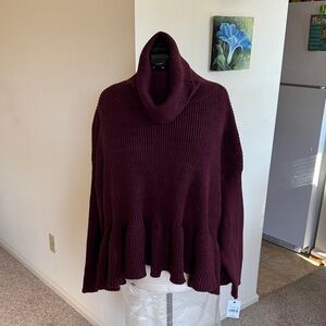 Women's Burgundy Turtleneck Sweater